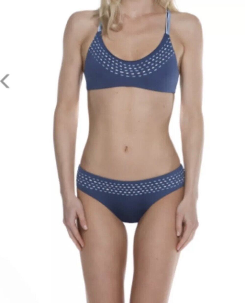 Becca WOMEN'S BIKINI BLUE Two Piece Halter Strappy Swimsuit BOTTOM M